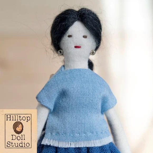 Mini Fabric Doll "Willow" Handcrafted Textile Cloth Heirloom Primitive Doll - Picture 1 of 10